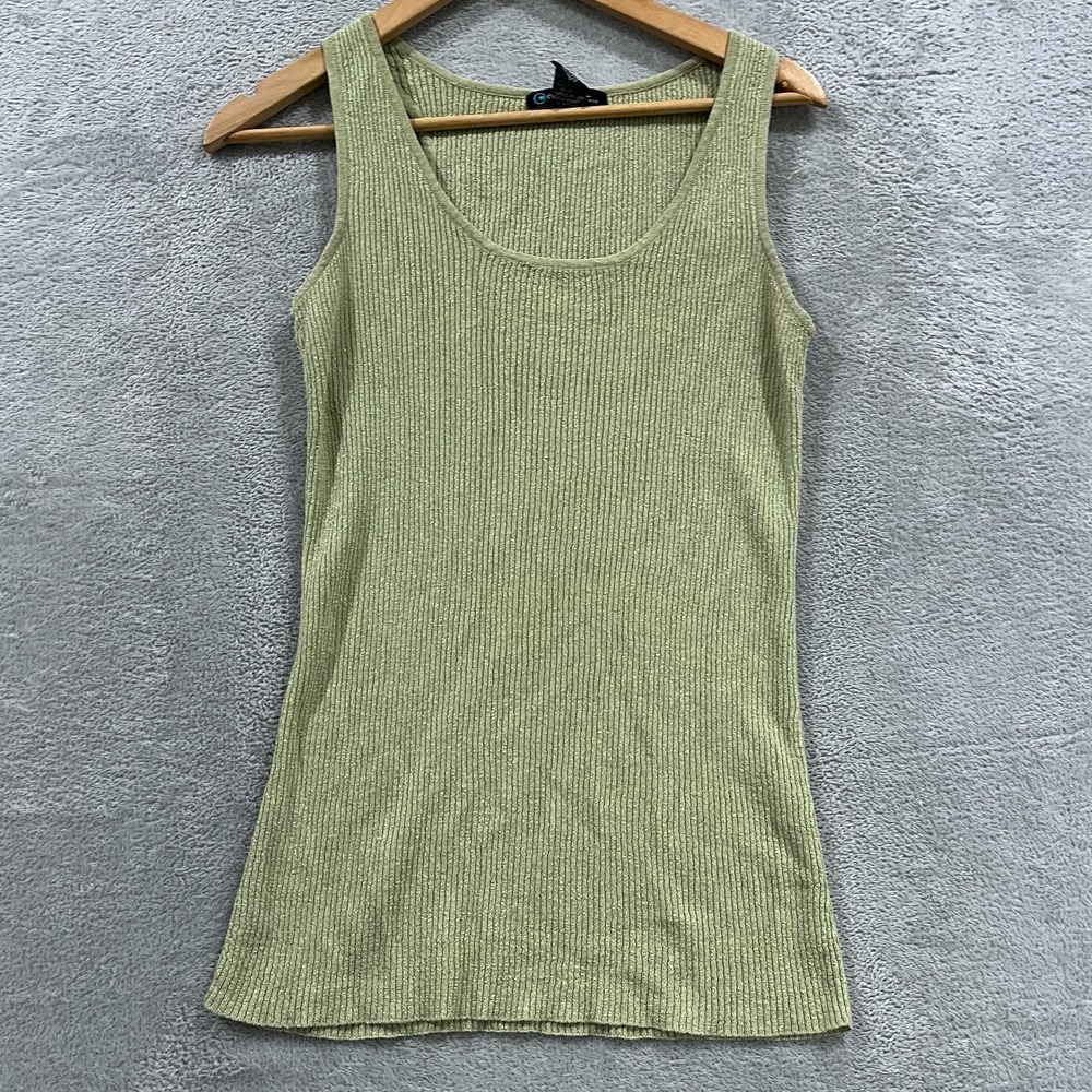 Coolwear Tank Top Womens XL Saga Green Ribbed Wide Strap Scoop Neck Sparkly